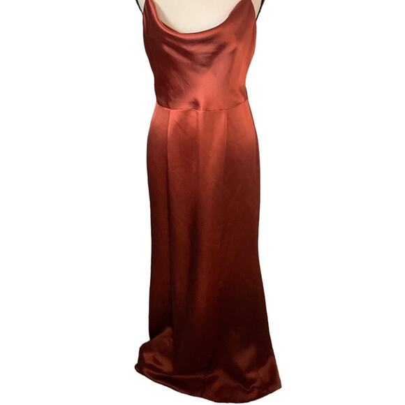 Amsale Silk Red Gown Bridesmaid Dress in Cayenne 6 - Picture 1 of 7
